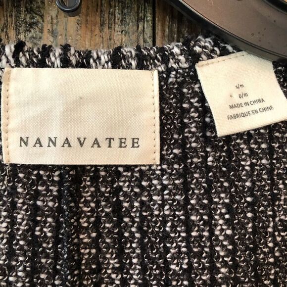 Nanavatee S/M Black White Batwing Knit Oversized Slouchy Sweater Open Cardigan - Picture 7 of 9